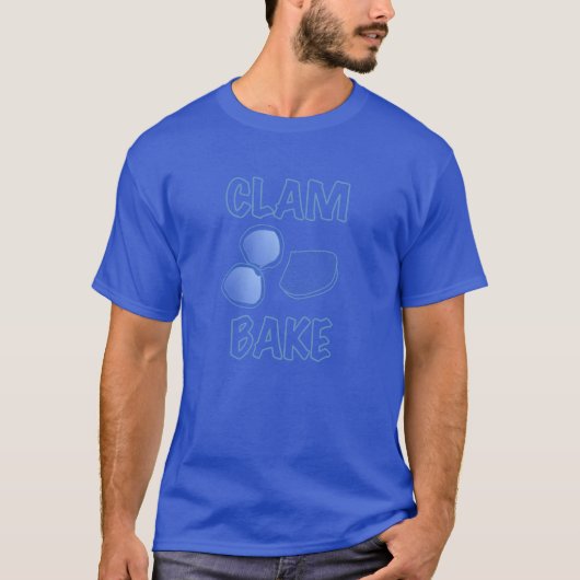 Clambake Retro-Jahrgang und Zeichen-Logo blau T-Shirt (Vorderseite)