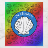 Clambake Seashells Rainbow Pattern Party Weinetikett (Einzelnes Label)