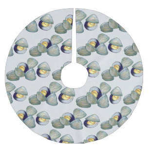 Clams Seafood Clambake Beach Ocean Clam Gravur Polyester Weihnachtsbaumdecke