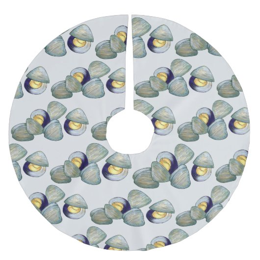 Clams Seafood Clambake Beach Ocean Clam Gravur Polyester Weihnachtsbaumdecke (Vorderseite)