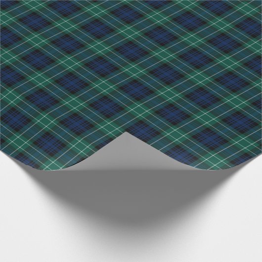 Clan Abercrombie Tartan Green und Blue Kariert Geschenkpapier (Ecke)