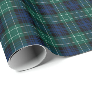 Clan Abercrombie Tartan Green und Blue Kariert Geschenkpapier