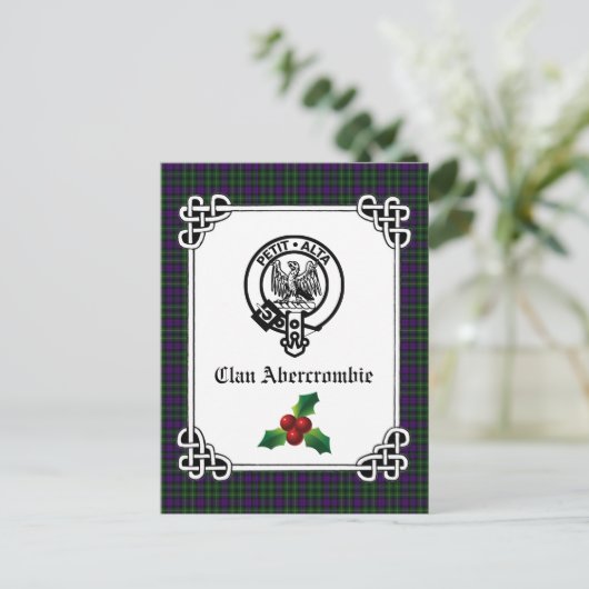 Clan Abercrombie Wappen Abzeichen & Tartan Postkarte (Stehend Vorderseite)