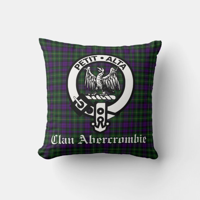 Clan Abercrombie Wappen Abzeichen und Tartan Kissen (Vorderseite)