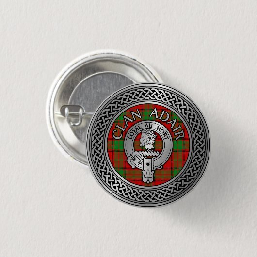 Clan Adair Wappen & Tartan Knot Button (Vorne & Hinten)