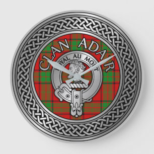 Clan Adair Wappen & Tartan Knot Große Wanduhr