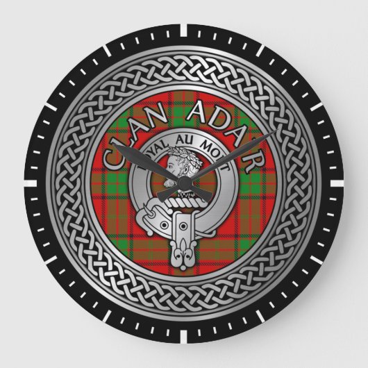 Clan Adair Wappen & Tartan Knot Große Wanduhr (Vorderseite)