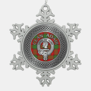 Clan Adair Wappen & Tartan Knot Schneeflocken Zinn-Ornament