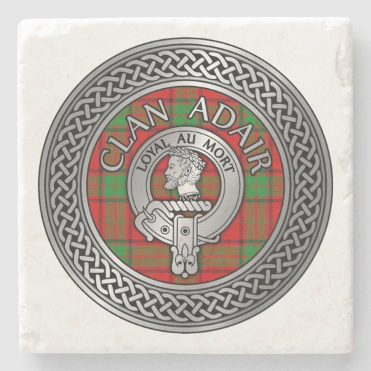 Clan Adair Wappen & Tartan Knot Steinuntersetzer (Vorderseite)