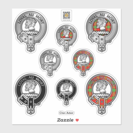 Clan Adair Wappen & Tartan Sticker (Blatt)