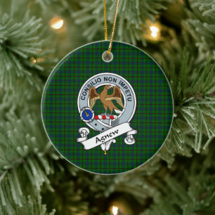 Clan Agnew Junting Abzeichen Tartan Kariert Keramik Ornament