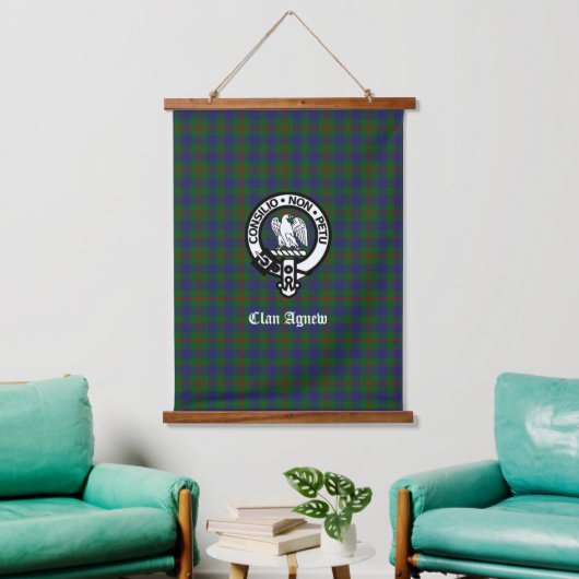 Clan Agnew Tartan Wappen benutzerdefinierbar Wandteppich Mit Holzrahmen (Wohnzimmer)
