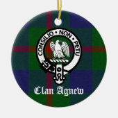 Clan Agnew Wappen Abzeichen und Tartan Keramik Ornament (Vorne)