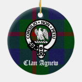 Clan Agnew Wappen Abzeichen und Tartan Keramik Ornament (Hinten)