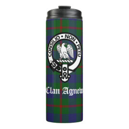 Clan Agnew Wappen Abzeichen und Tartan Thermosbecher