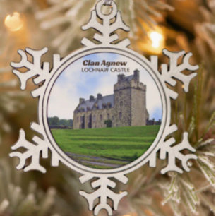 Clan Agnews Lochnaw Castle Weihnachtsbaumschmuck Schneeflocken Zinn-Ornament