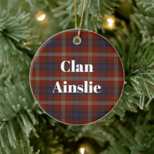 Clan Ainslie Ancient Tartan Keramik Ornament