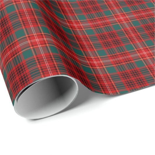 Clan Ainslie Tartan Red and Green Kariert Geschenkpapier (Rolleneckpunkt)
