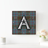 Clan Anderson Letter A Monogram Tartan Quadratische Wanduhr (Zuhause)