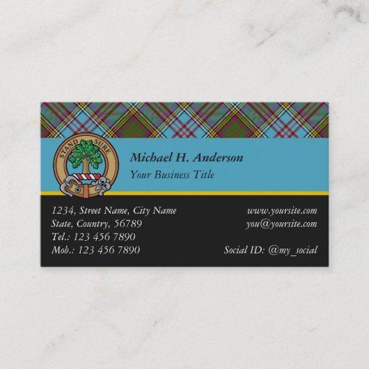 Clan Anderson Tartan Business Card Visitenkarte (Vorderseite)
