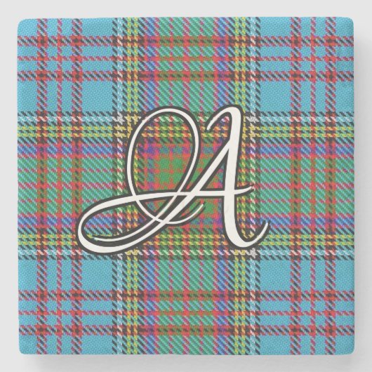Clan Anderson Tartan Custom Monogram Steinuntersetzer (Vorderseite)