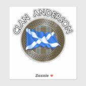 Clan Anderson Tartan Knot & Flag Aufkleber (Blatt)