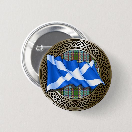 Clan Anderson Tartan Knot & Flag Button (Vorne & Hinten)