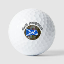 Clan Anderson Tartan Knot & Flag Golfball
