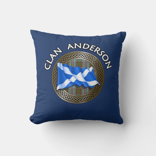 Clan Anderson Tartan Knot & Flag Kissen (Vorderseite)