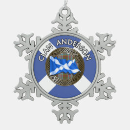 Clan Anderson Tartan Knot & Flag Schneeflocken Zinn-Ornament