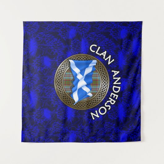 Clan Anderson Tartan Knot & Flag Wandteppich (Vorderseite (Horizontal))