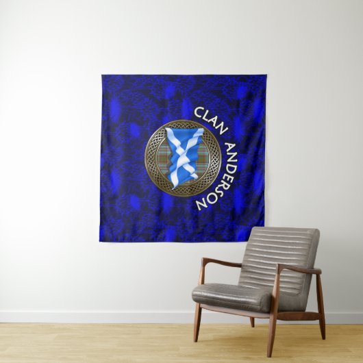 Clan Anderson Tartan Knot & Flag Wandteppich (Beispiel (Horizontal))