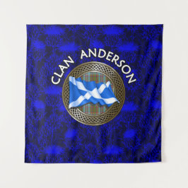 Clan Anderson Tartan Knot & Flag Wandteppich