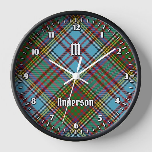 Clan Anderson Tartan Large Clock Uhr (Vorderseite)