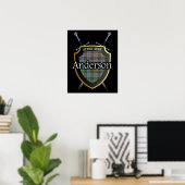 Clan Anderson Tartan Scottish Shield & Schwerter Poster (Heimbüro)