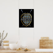 Clan Anderson Tartan Scottish Shield & Schwerter Poster (Küche)