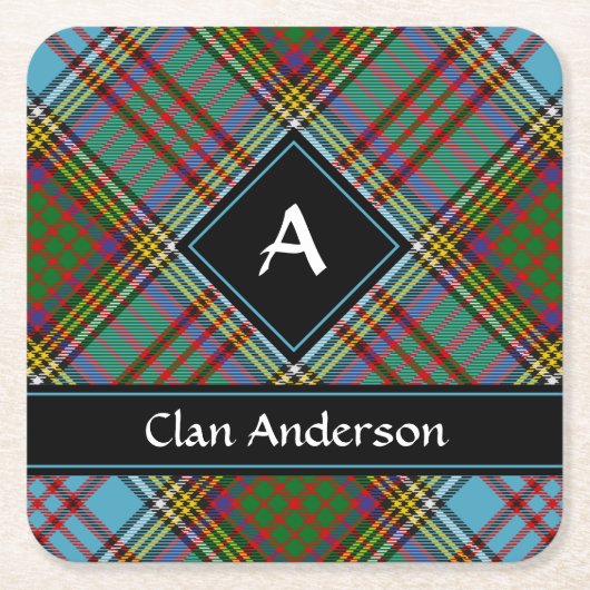 Clan Anderson Tartan Square Paper Untersetzer (Vorderseite)