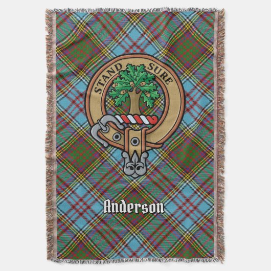 Clan Anderson-Wappen über Tartan Decke (Vorderseite Vertikal)
