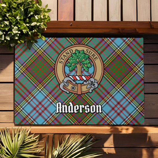 Clan Anderson Wappen über Tartan Fußmatte