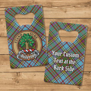 Clan Anderson Wappen über Tartan Geldbeutel Flaschenöffner