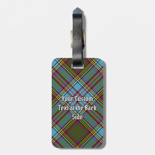 Clan Anderson Wappen über Tartan Gepäckanhänger (Rückseite vertikal)