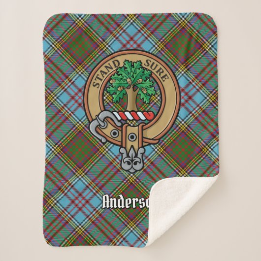 Clan Anderson Wappen über Tartan Sherpadecke
