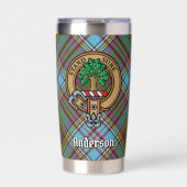 Clan Anderson Wappen über Tartan Thermobecher (Vorderseite)