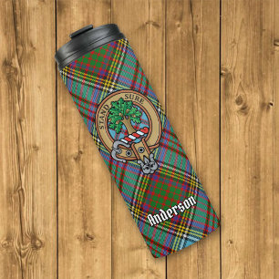 Clan Anderson Wappen über Tartan Thermosbecher