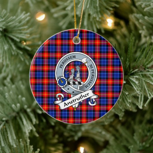 Clan Anstruther Abzeichen Tartan Kariert Keramik Ornament (Baum)