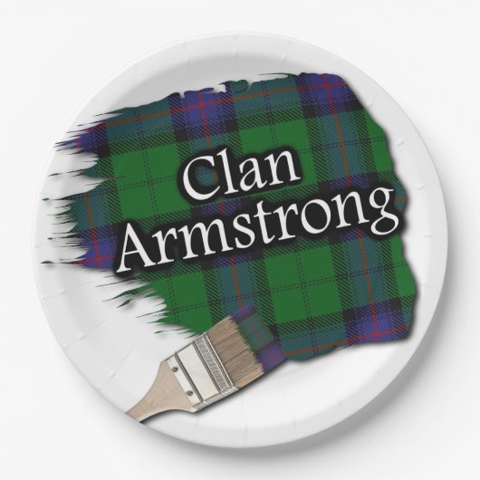 Clan Armstrong Scottish Tartan Paint Brush Pappteller (Vorderseite)