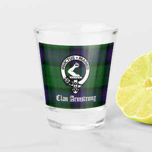 Clan Armstrong Tartan & Crest-Abzeichen   Schnapsglas