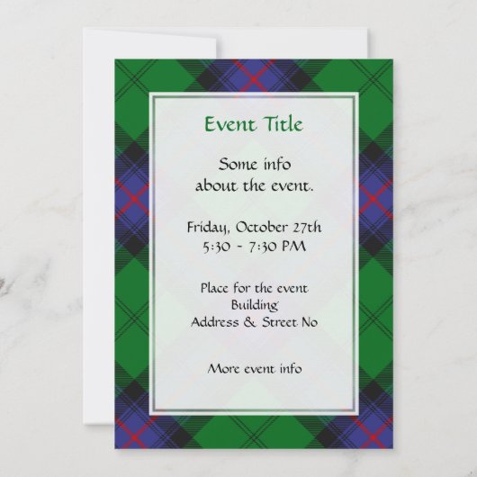 Clan Armstrong Tartan Einladung (Rückseite)