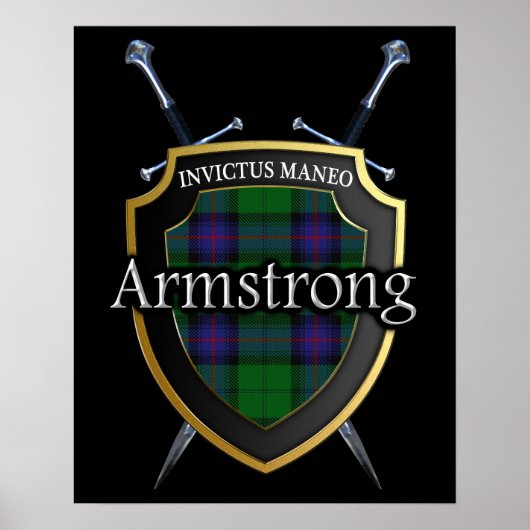 Clan Armstrong Tartan Scottish Shield & Schwerter Poster (Vorne)