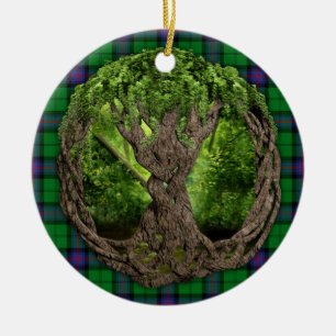 Clan Armstrong Tartan und keltischer Baum des Lebe Keramikornament